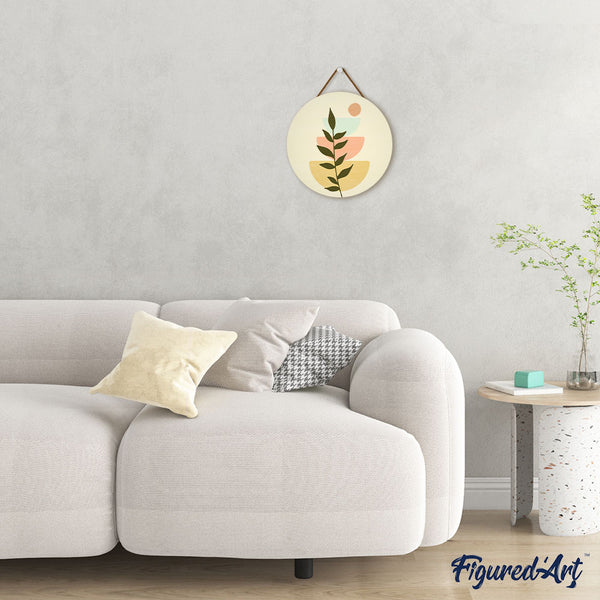Paint by numbers on Wood Slice - Abstract Botanical Art 2