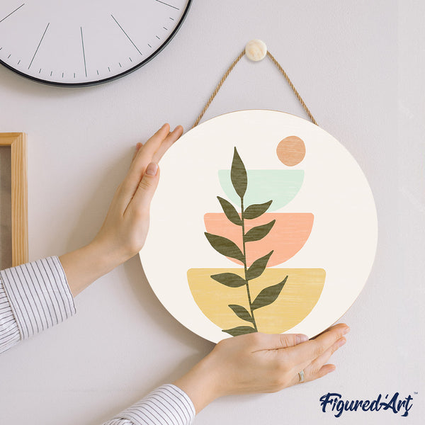 Paint by numbers on Wood Slice - Abstract Botanical Art 2