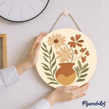 Load image into Gallery viewer, Paint by numbers on Wood Slice - Pot of Flowers