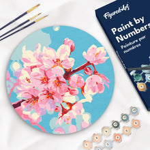 Load image into Gallery viewer, Paint by numbers on Wood Slice - Cherry Blossom Figured'Art USA
