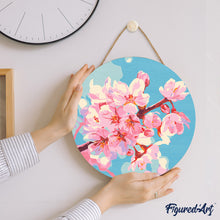 Load image into Gallery viewer, Paint by numbers on Wood Slice - Cherry Blossom