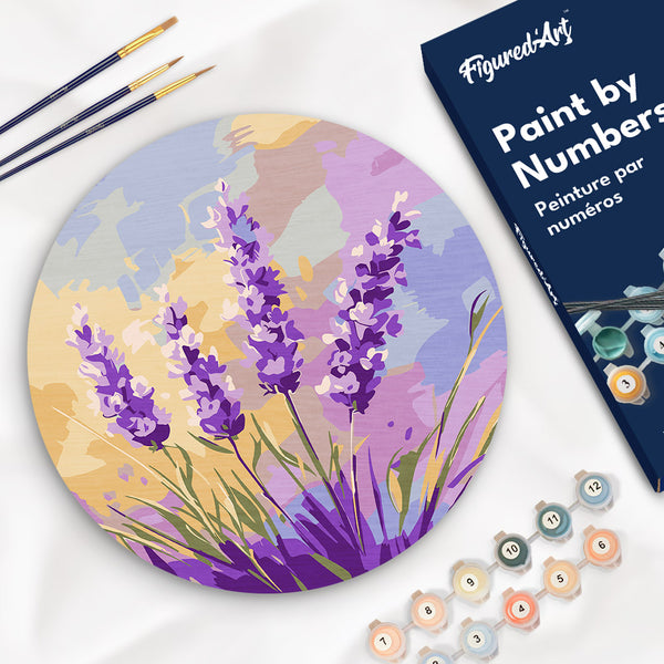 Paint by numbers on Wood Slice - Lavender Figured'Art USA