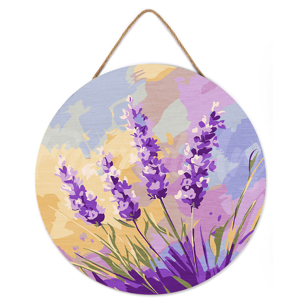 Paint by numbers on Wood Slice - Lavender
