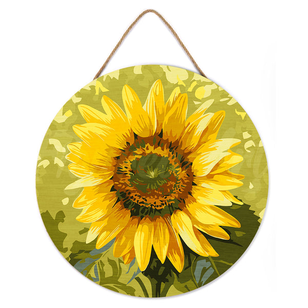Paint by numbers on Wood Slice - Sunflower