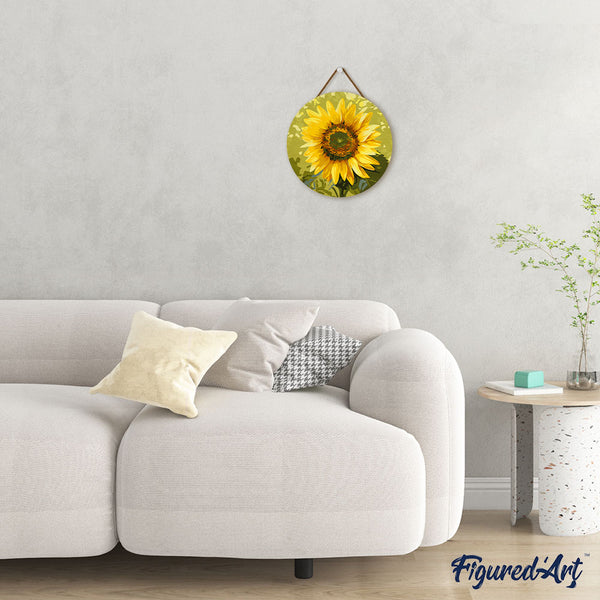 Paint by numbers on Wood Slice - Sunflower