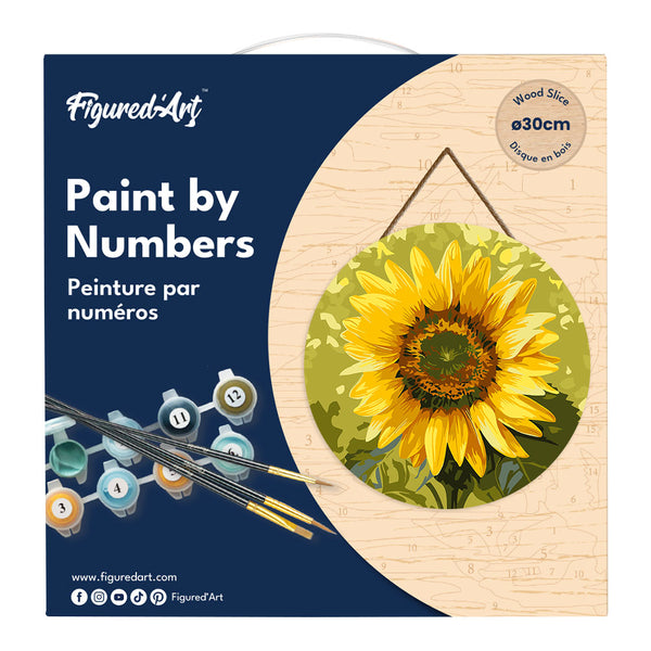 Paint by numbers on Wood Slice - Sunflower