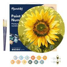 Load image into Gallery viewer, Paint by numbers on Wood Slice - Sunflower