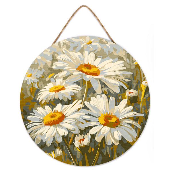 Paint by numbers on Wood Slice - Daisies