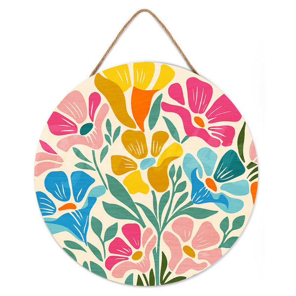 Paint by numbers on Wood Slice - Colorful Floral Pattern