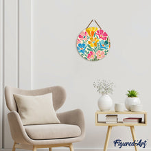 Load image into Gallery viewer, Paint by numbers on Wood Slice - Colorful Floral Pattern