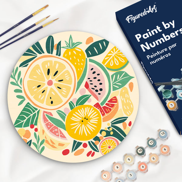 Paint by numbers on Wood Slice - Fruits Figured'Art USA