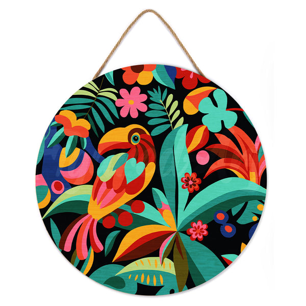 Paint by numbers on Wood Slice - Abstract Toucan