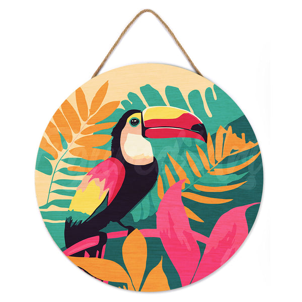 Paint by numbers on Wood Slice - Tropical Toucan