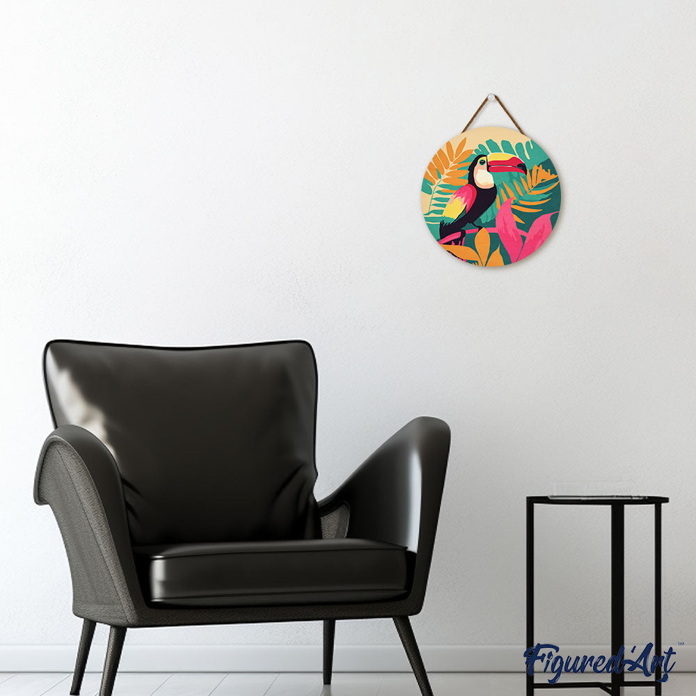 Paint by numbers on Wood Slice - Tropical Toucan