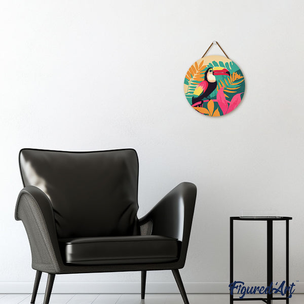 Paint by numbers on Wood Slice - Tropical Toucan
