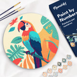 Paint by numbers on Wood Slice - Tropical Parrot Figured'Art USA