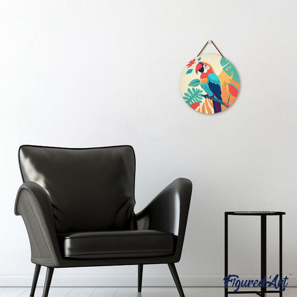 Paint by numbers on Wood Slice - Tropical Parrot