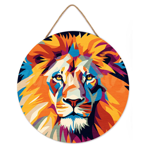 Paint by numbers on Wood Slice - Lion