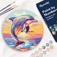 Load image into Gallery viewer, Paint by numbers on Wood Slice - Dolphin Figured'Art USA