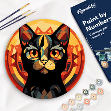 Load image into Gallery viewer, Paint by numbers on Wood Slice - Art Deco Black Cat Figured'Art USA