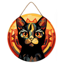 Load image into Gallery viewer, Paint by numbers on Wood Slice - Art Deco Black Cat