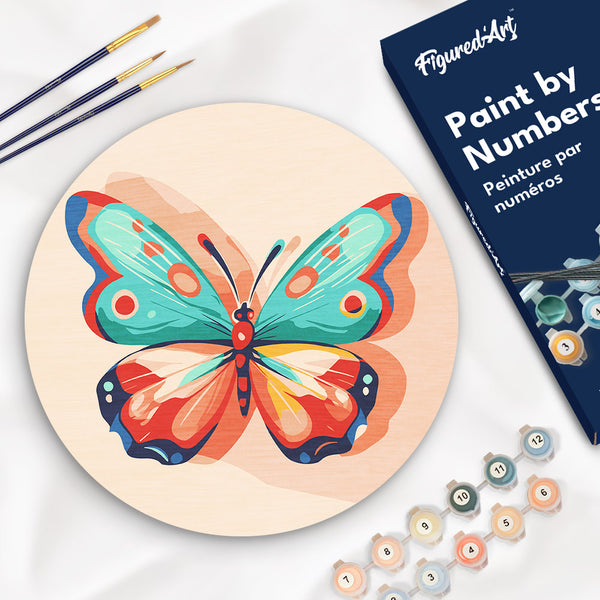 Paint by numbers on Wood Slice - Butterfly Figured'Art USA