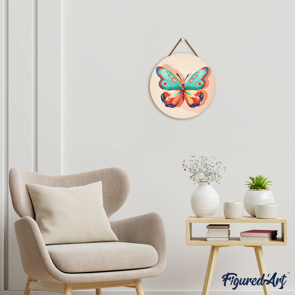 Paint by numbers on Wood Slice - Butterfly