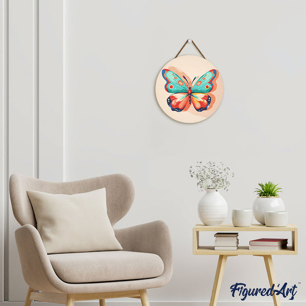 Paint by numbers on Wood Slice - Butterfly