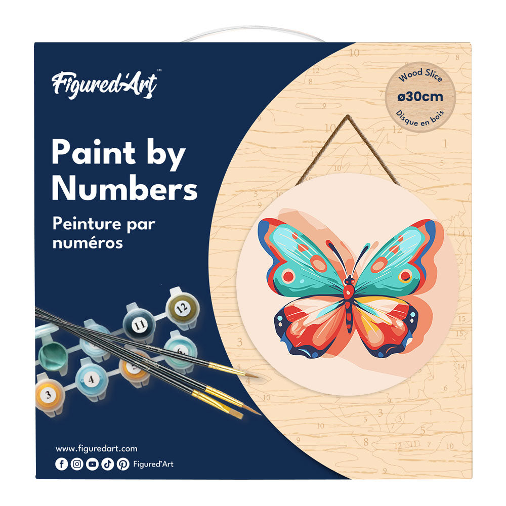 Paint by numbers on Wood Slice - Butterfly