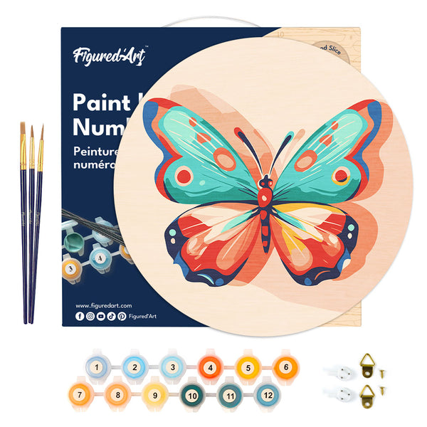 Paint by numbers on Wood Slice - Butterfly