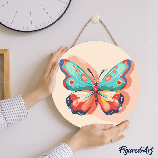 Paint by numbers on Wood Slice - Butterfly