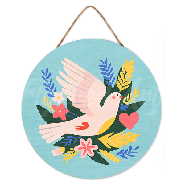 Paint by numbers on Wood Slice - Bird and Flowers