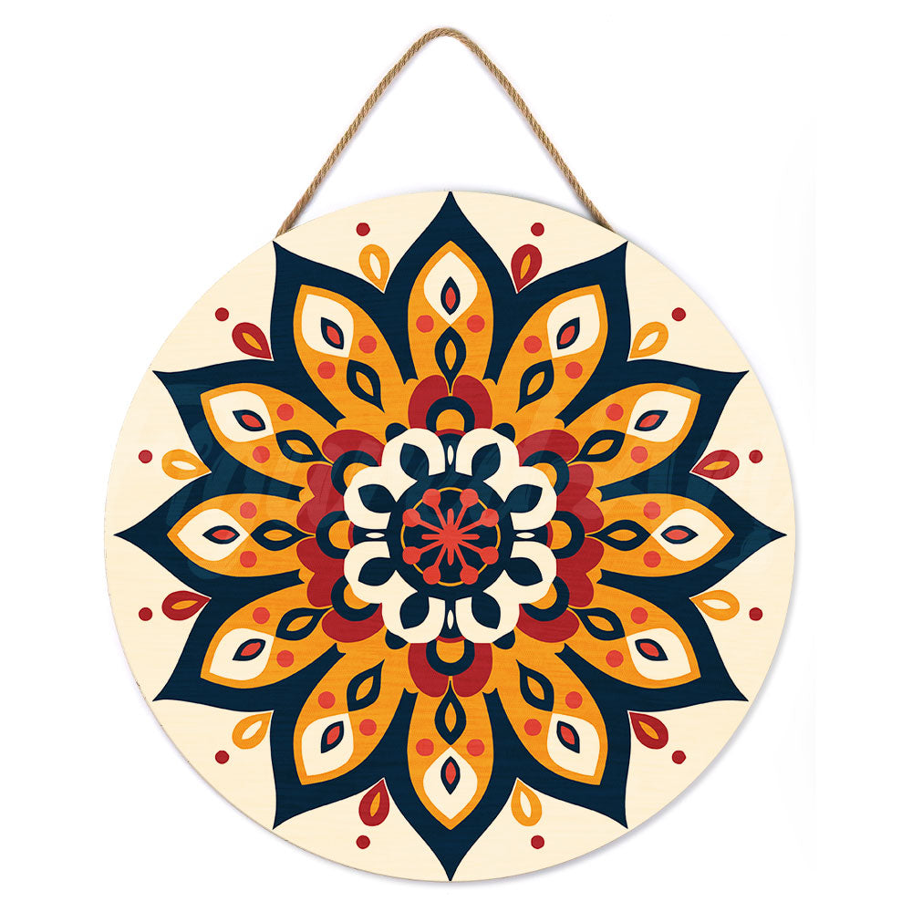 Paint by numbers on Wood Slice - Sunburst Mandala