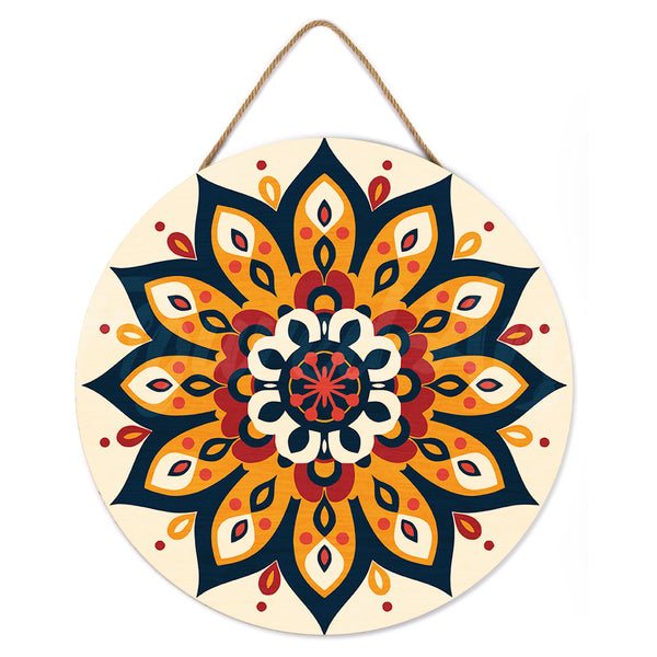 Paint by numbers on Wood Slice - Sunburst Mandala