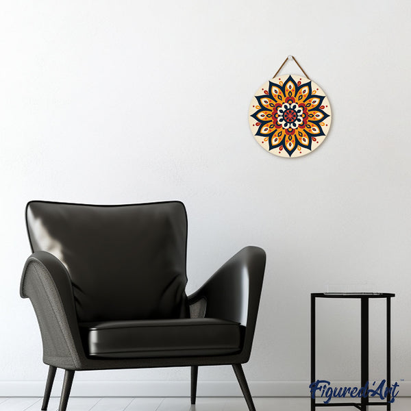 Paint by numbers on Wood Slice - Sunburst Mandala