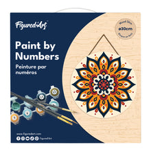Load image into Gallery viewer, Paint by numbers on Wood Slice - Sunburst Mandala