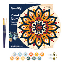 Load image into Gallery viewer, Paint by numbers on Wood Slice - Sunburst Mandala