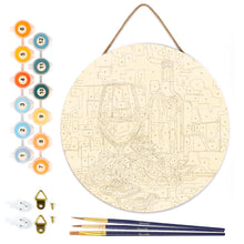 Load image into Gallery viewer, Paint by numbers on Wood Slice - Wine and Grapes