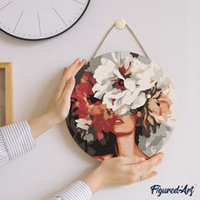 Load image into Gallery viewer, Paint by numbers on Wood Slice - Beauty Behind Flowers
