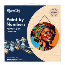 Load image into Gallery viewer, Paint by numbers on Wood Slice - African Queen Pop Art