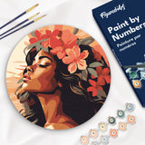Paint by numbers on Wood Slice - Floral Woman Figured'Art USA