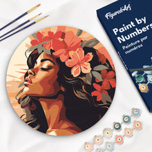 Load image into Gallery viewer, Paint by numbers on Wood Slice - Floral Woman Figured'Art USA