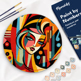Paint by numbers on Wood Slice - Picasso Style Abstract Woman Figured'Art USA