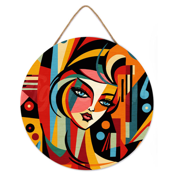 Paint by numbers on Wood Slice - Picasso Style Abstract Woman