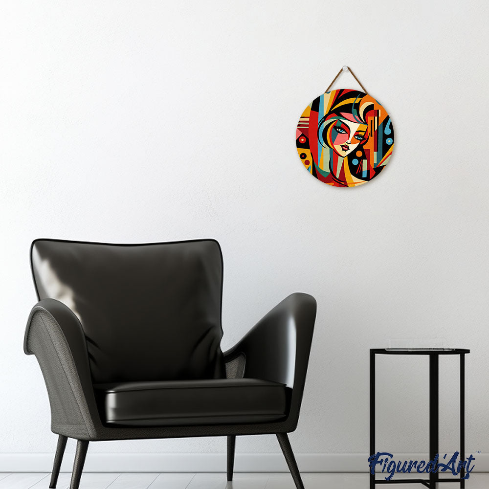 Paint by numbers on Wood Slice - Picasso Style Abstract Woman