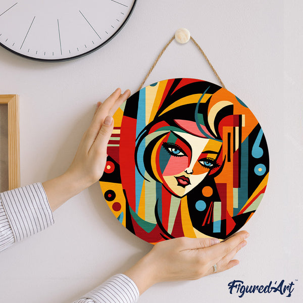 Paint by numbers on Wood Slice - Picasso Style Abstract Woman