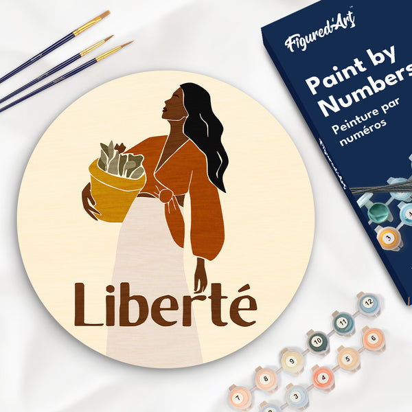 Paint by numbers on Wood Slice - Beauty and Liberty Figured'Art USA