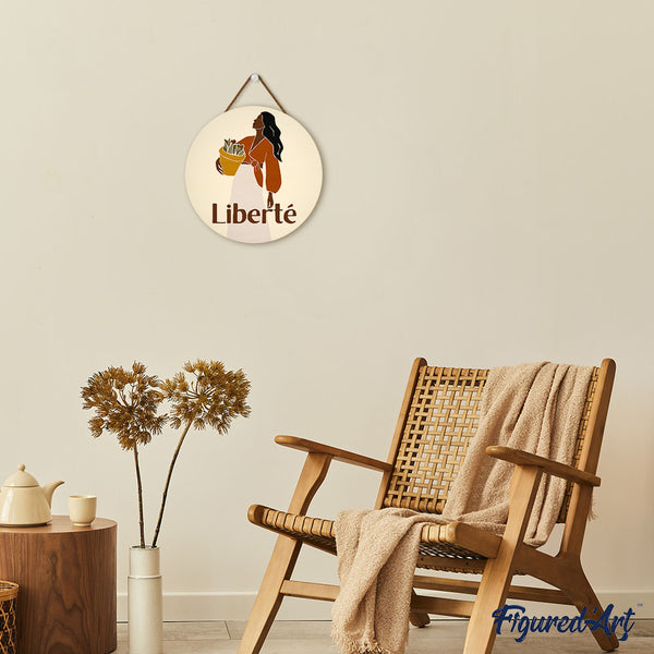 Paint by numbers on Wood Slice - Beauty and Liberty
