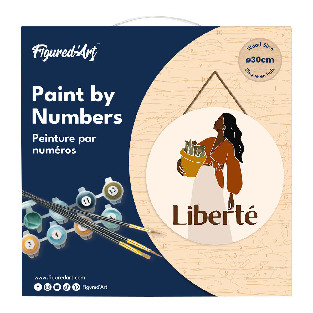 Paint by numbers on Wood Slice - Beauty and Liberty