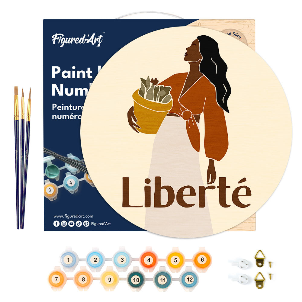 Paint by numbers on Wood Slice - Beauty and Liberty